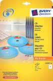Этикетки Avery Zweckform для CD супер-размер, 117мм короткие для широких папок (L7676-25)